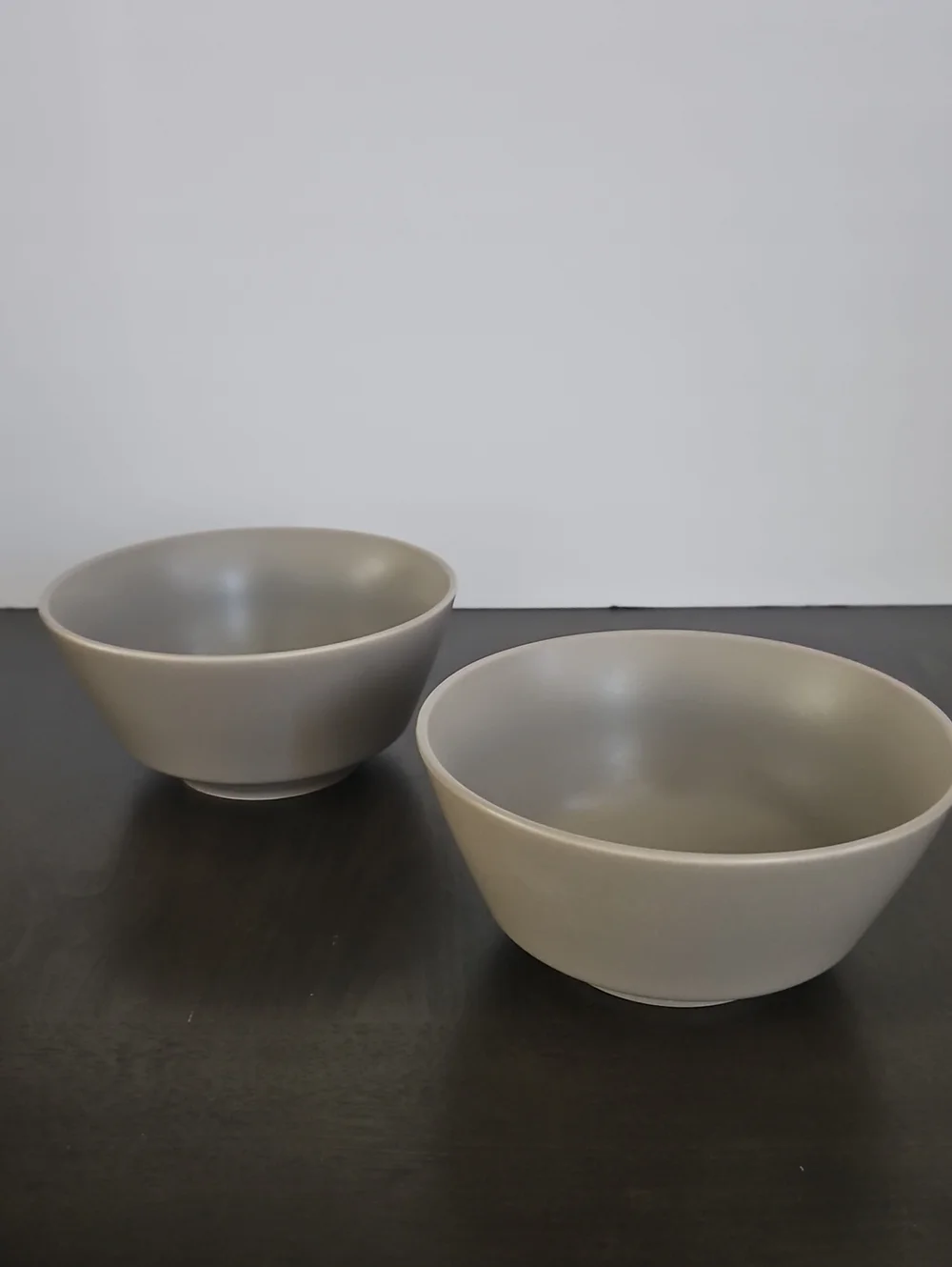 Set Of 2 Crate&Barrel Matte Gray Paige Ceramic Bowls